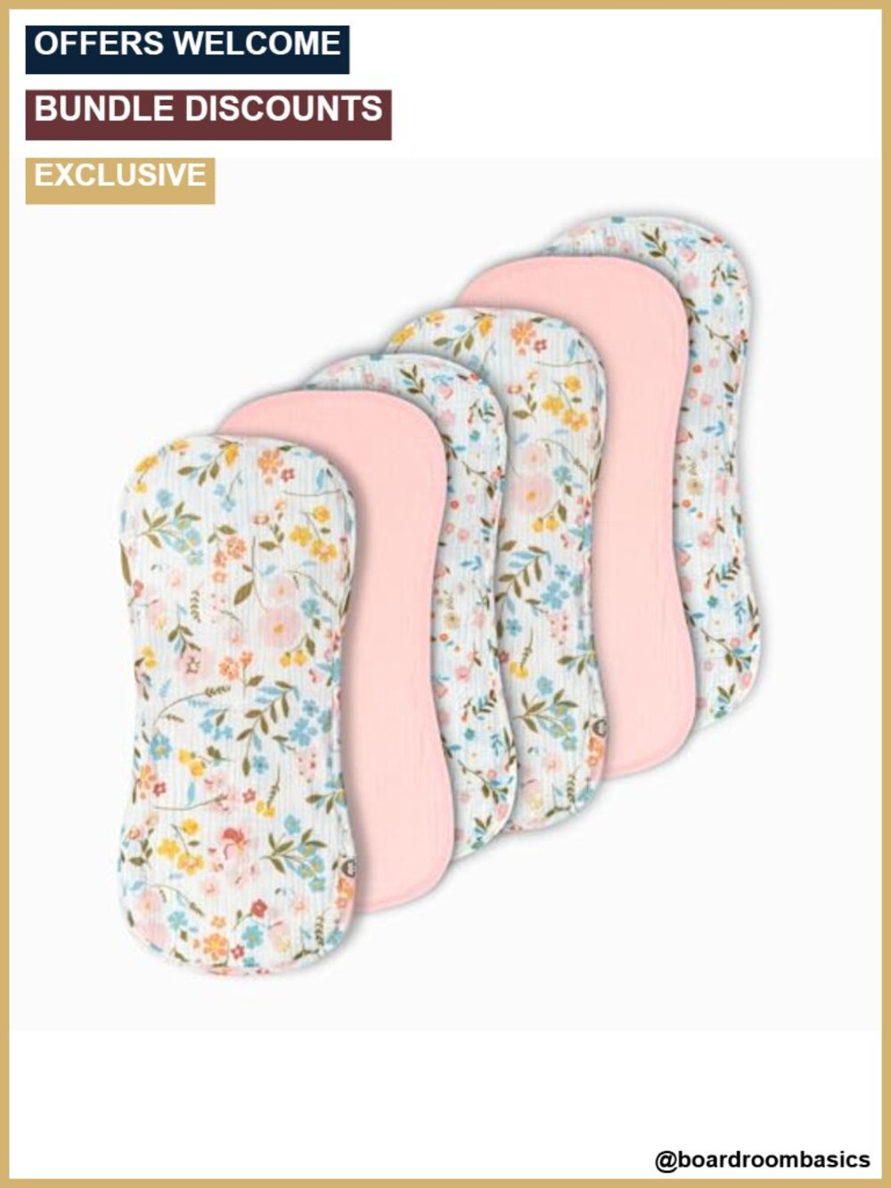 Muslin Burp Cloths 6 Pack 20"x9" 100% Cotton Absorbent Baby Girl Set